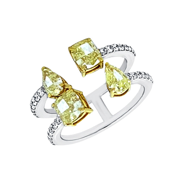 Sunlit Splendor Double Band Yellow Symphony A delightful quad of timeless diamonds.