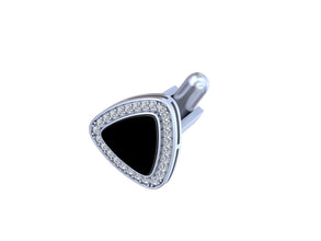 Onyx Apex Diamond Cufflinks Bold Elegance in a Sleek Triangular Design.