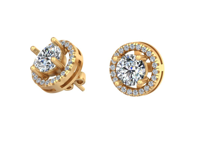 Golden Sunbeam Studs Earrings Radiant elegance with dazzling diamonds.