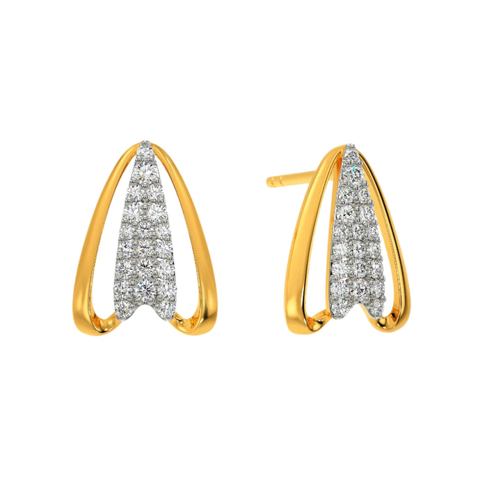 Linear Brilliance Yellow Pinnacle Sleek Earring With Radiant Diamond.