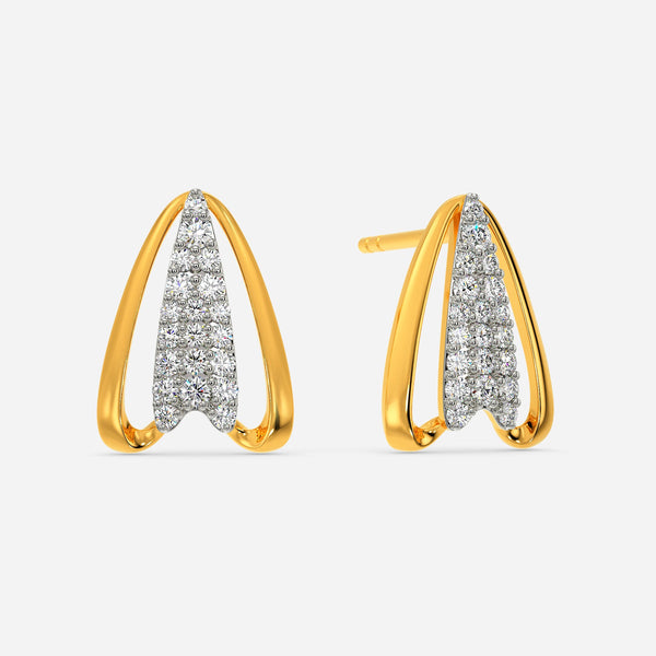 Linear Brilliance Yellow Pinnacle Sleek Earring With Radiant Diamond.