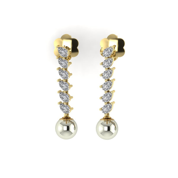 Pear Cascade Drops with Pearl Earring A Symphony of Grace and Radiance