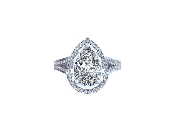 Haloed Pear Splendor Diamond Ring A Tear of Elegance and Enchantment