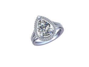 Haloed Pear Splendor Diamond Ring A Tear of Elegance and Enchantment