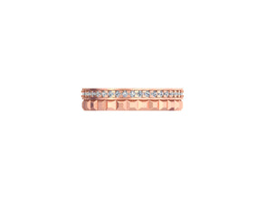 Lustrous Edge Harmony: A Radiant Rose Gold Band Ring of Timeless Sophistication