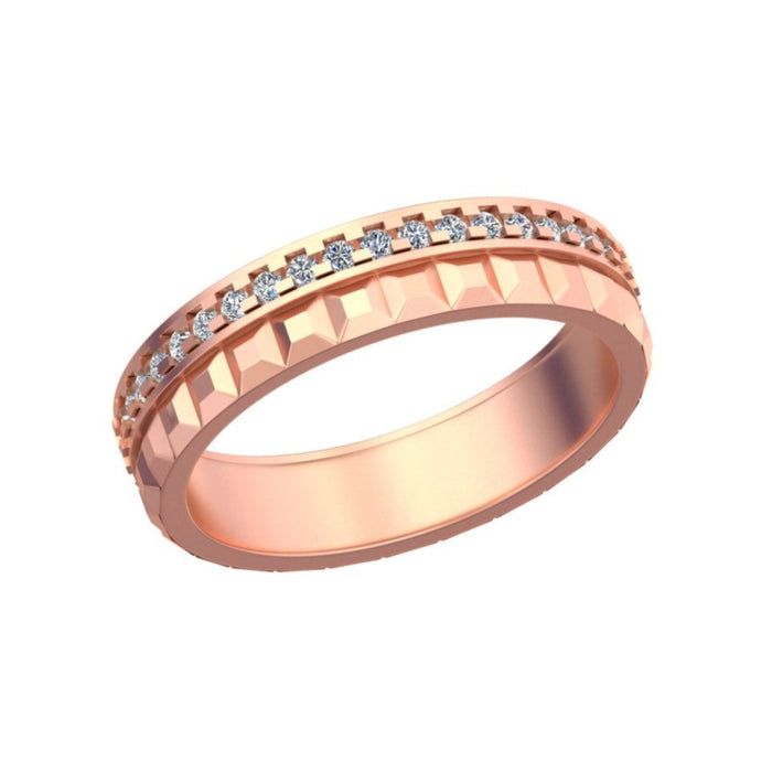 Lustrous Edge Harmony: A Radiant Rose Gold Band Ring of Timeless Sophistication