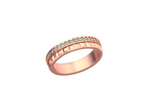 Lustrous Edge Harmony: A Radiant Rose Gold Band Ring of Timeless Sophistication