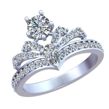 The Royal Crown Ring: Round Solitaire Elegance with Side Diamonds