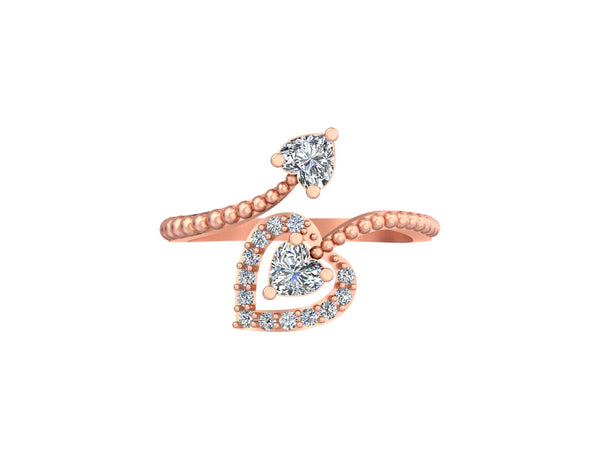 Duo Heart Love Ring: A Fusion of Ethnic Charm and Modern Elegance