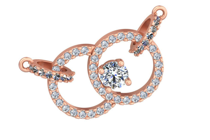 Duo Gleam 14KT Rose Gold Pendant Radiant Solitaire with Dazzling Side Diamonds.