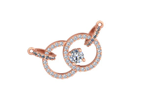 Duo Gleam 14KT Rose Gold Pendant Radiant Solitaire with Dazzling Side Diamonds.