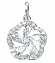 Blossom Radiance Pendant 14KT White Gold with Pear and Round Diamonds.