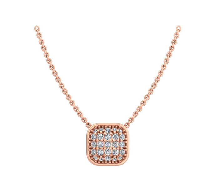 Rose Halo Mosaic Diamond Silver Pendant Timeless Elegance.