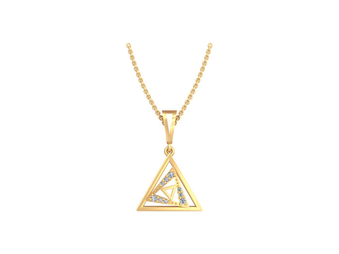 Golden Prism Charm Pendant A Captivating Blend of Geometric Elegance.