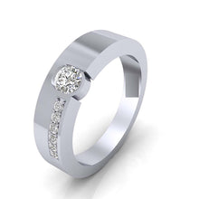 Fibonacci Solitaire Band Ring with Minimalism Side Diamonds