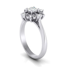 Round Solitaire Snow Ring with Sparkling Side Diamonds