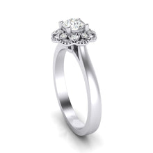 Floral Solitaire Diamond Ring with Dazzling Side Diamonds