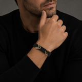Valor Chevron V-Link Male Bracelet – A Bold Symbol of Strength — on-model view