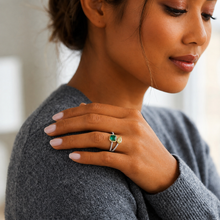 Verdant Harmony Dual Gem Golden Green Dream Ring An Icon of Enduring Grace — on-model view
