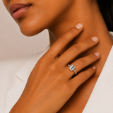 Engagement Ring Amour Emerald - Celebrating love with a touch of classic luxury — on-model view