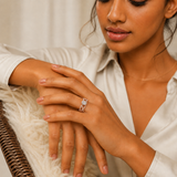 Diamond Engagement Crimson Sparkle Infinity Ring A Fusion of Radiance and Grace — on-model view