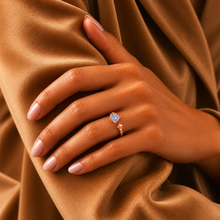 Prism of Grace Diamond Ring Lustrous Curve with Timeless Elegance — on-model view