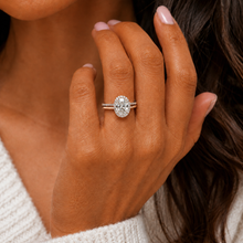 Luxe Radiance Halo Ring: A Captivating Fusion of Elegance and Brilliance — on-model view
