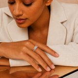 Radiant Arc Ring – Where Graceful Curves Meet Timeless Brilliance — on-model view