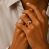 Blooming Bliss: A Celebration of Floral Elegance with Side Diamond — on-model view
