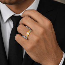 Serpentine Charm: A striking solitaire band entwined with timeless elegance — on-model view