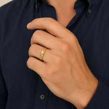 Crest Glow Solitaire Ring – A Dazzling Symbol of Discerning for Him — on-model view